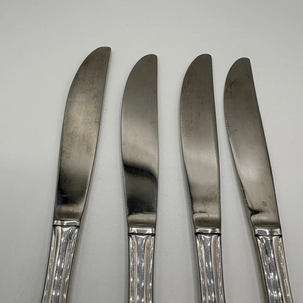 Estia Dinner Knives Floral Scroll Stainless Steel Korea Set of 4 Silver 9in